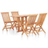 VidaXL Set mobilier de exterior pliabil, 5 piese, lemn masiv de tec