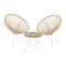 Set de sufragerie Acapulco II set de 3 metal alb-rattan Natural-sticlă D50X50cm