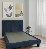 Pat Milano Premium din Lemn Masiv - 140&times;200 cm Albastru / Pat