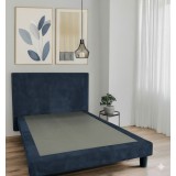 Pat Milano Premium din Lemn Masiv - 140&times;200 cm Albastru / Pat