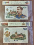 REPRODUCERE pe hartie cu filigran si fire UV proiect bancnota 100 Lei 1934 nr.204