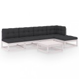 Set mobilier de gradina cu perne, 6 piese, lemn masiv pin