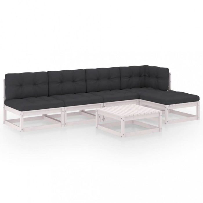 Set mobilier de gradina cu perne, 6 piese, lemn masiv pin