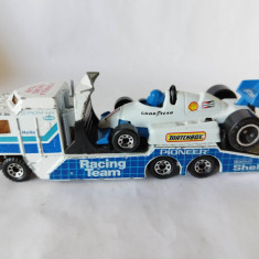 bnk jc Matchbox - Kenworth Cabover Racing Transporter - 1/90