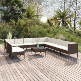 vidaXL Set mobilier de grădină cu perne, 12 piese, maro, poliratan 3094475