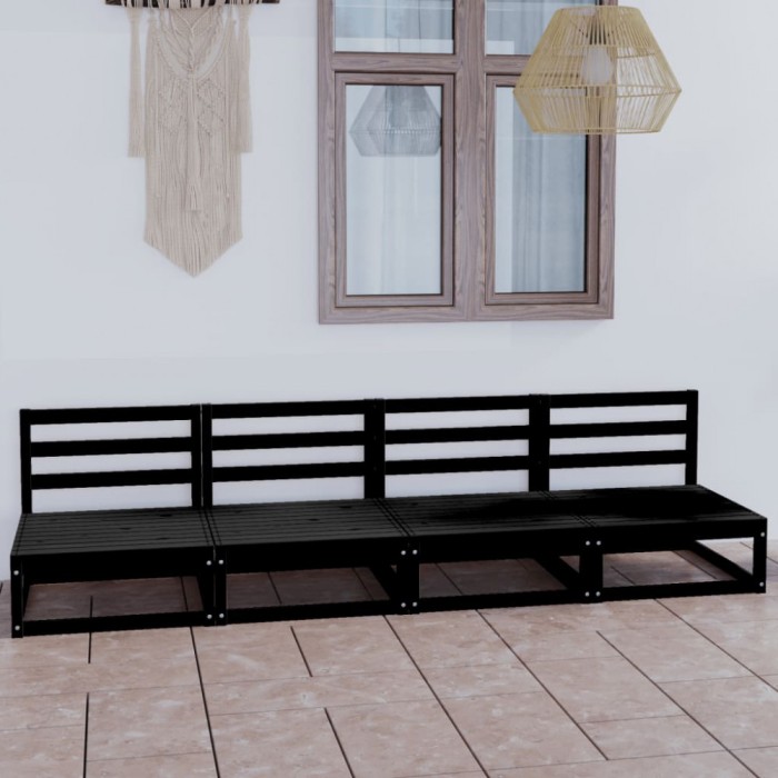 Gossi set mobilier de gradina cu 4 locuri, negru, lemn masiv de pin