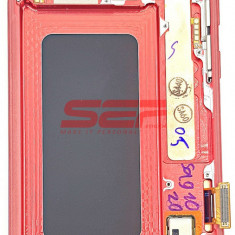 LCD+Touchscreen cu Rama Samsung Galaxy S10+ / S10 Plus / G975F CARDINAL RED original