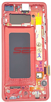 LCD+Touchscreen cu Rama Samsung Galaxy S10+ / S10 Plus / G975F CARDINAL RED original foto