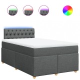 Cumpara ieftin Pat box spring cu saltea, gri inchis, 120x190 cm, textil