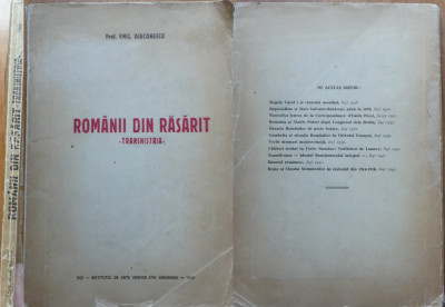 Prof. Emil Diaconescu , Romanii din rasarit ; Transnistria , Iasi , 1942 , ed. 1 foto