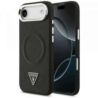 Husa MagSafe pentru Apple iPhone 17 Air, Guess, Triangle Logo, Neagra Argintie foto