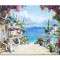 Tablou peisaj mediteranean 100x70cm pictat manual, Colt de rai, ulei pe panza Mircea Iordache