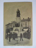 Iasi:Statuia Cuza-Voda,carte pos.circ.1920 cu francare deosebita, Circulata, Printata