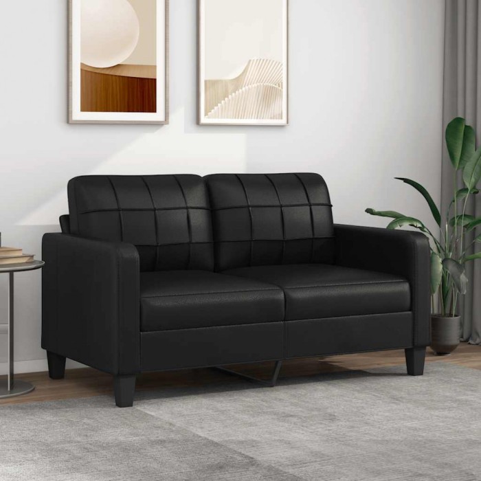 vidaXL Canapea cu 2 locuri, negru, 140 cm, piele ecologică 359117