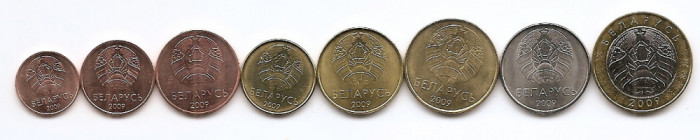 Belarus Set 8 - 1, 2, 5, 10, 20, 50 Kopek, 1, 2 Roubles 2009/16, V17 , UNC !!!