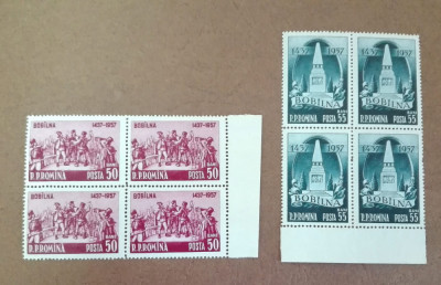 TIMBRE ROMANIA MNH LP445/1957 520 ANI RASCOALA DE LA BOBALNA BL. DE 4 TIMBRE foto