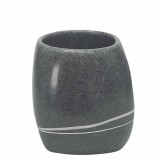 Pahar baie pentru igiena personala, Kleine Wolke Stones 34164, polirasina, finisaj piatra, negru, 2 x 12.8 cm