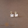 Cercei Unisex Argint 925 cu Cristal Zirconia Alb Patrat, 6 mm, SaraTremo