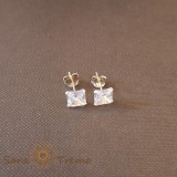 Cercei Unisex Argint 925 cu Cristal Zirconia Alb Patrat, 6 mm