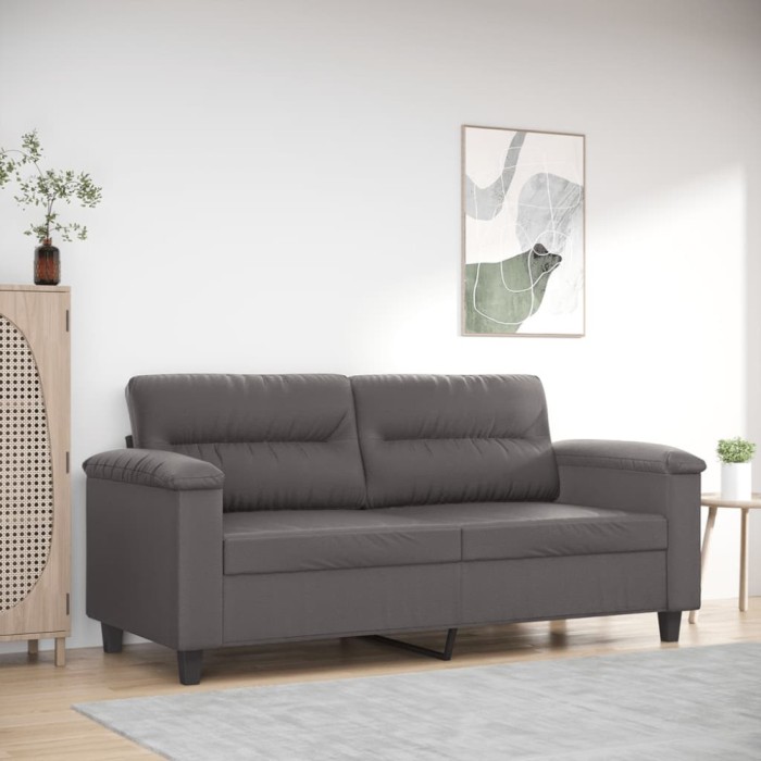 vidaXL Canapea cu 2 locuri, gri, 140 cm, piele ecologică 359585
