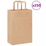vidaXL Pungi de h&acirc;rtie 250 buc cu m&acirc;nere maro 21x11x31 cm