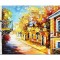 Tablou citadin pictat manual, Pe strada casei noastre, 100x60cm ulei pe panza in cutit efect 3D, Superb