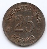 Germania - Notgeld - 25 Pfennigs - Coblenz 1918 - Monede de urgență, Fier, 23.7 mm