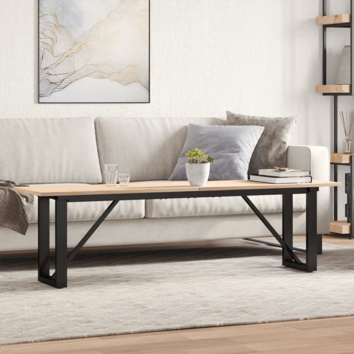 vidaXL Masă de cafea, cadru O, 160x40x45 cm, lemn masiv pin și Oţel 3282668