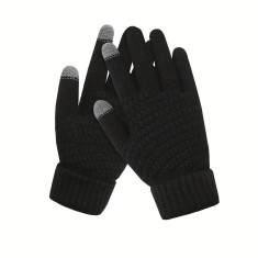 Manusi de dama, flippy, functie touchscreen (ecran tactil), material acril tricotat, manseta elastica, interior catifelat, marime universala, negru