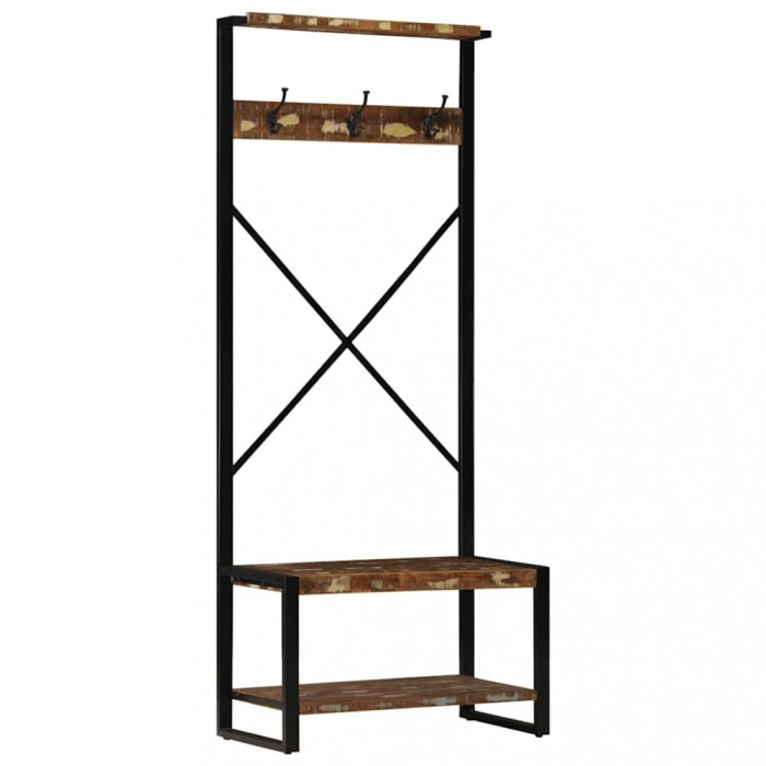 Gossi suport pentru haine multicolor 80x40x190cm lemn masiv recuperat