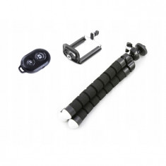 Set selfie-stick 3in1 XREC, Trepied/Suport pentru telefon cu latimea 52-87 mm/Telecomanda wireless, Negru