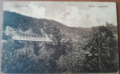 Carte postala, Calimanesti, Podul suspendat, perioada interbelica foto