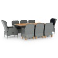VidaXL Set mobilier de exterior cu perne,9 piese,gri deschis,poliratan
