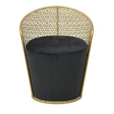 Taburet Velvet Ottoman Black Gold cu spatiu depozitare 60 cm