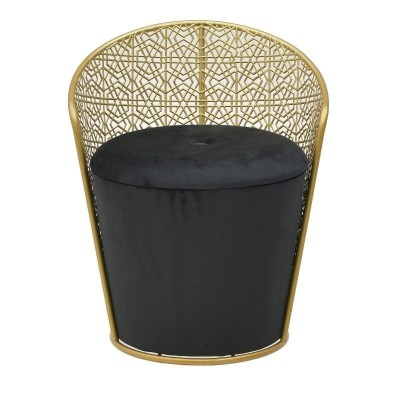 Taburet Velvet Ottoman Black Gold cu spatiu depozitare 60 cm foto