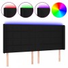 Tablie de pat cu LED, negru, 203x16x118/128 cm, textil