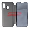 Husa Clear View Mirror Samsung Galaxy A40, Neagra, Protectie Completa