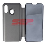Husa Clear View Mirror Samsung Galaxy A40, Neagra, Protectie Completa