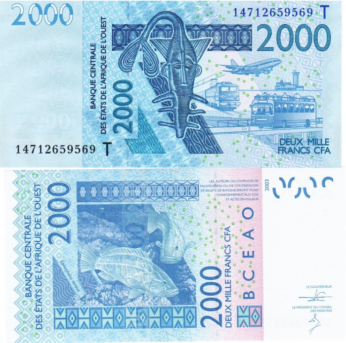 Statele Africii de Vest 2 000 Franci Togo 2014 UNC