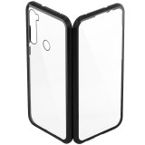 Carcasa magnetica pentru Samsung Note 8, rama metalica si spate din sticla securizata, Negru-Transparent, SOHO