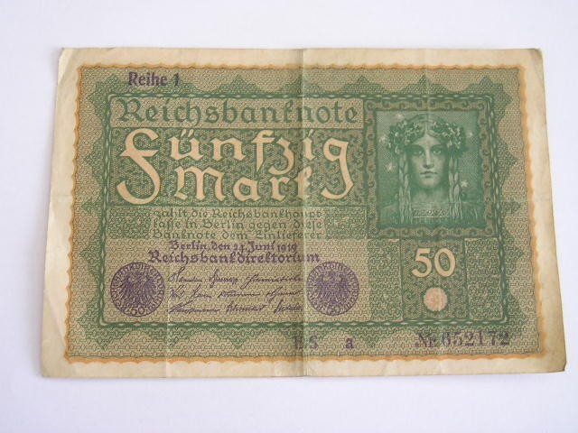 B11 6 - Bancnota foarte veche - Germania - 50 marci - 1919