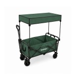 Cărucior de grădină standard, pliabil, cu acoperiș, de culoare verde