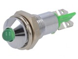 Lampă control LED verde 12-14V DC &Oslash;6,2mm IP40 metal