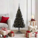 vidaXL Brad de Crăciun cu 150 LED cu suport Negru 120 cm PVC 3396457