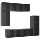 Cumpara ieftin Set de dulapuri TV, 4 piese, gri extralucios, lemn prelucrat