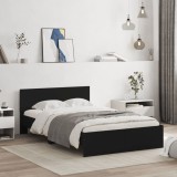 Cumpara ieftin Cadru de pat cu tăblie și LED, negru, 135x190 cm