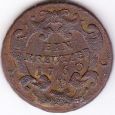 Austria 1 EIN KREUTZER kreuzer 1760 P Maria Tereza,cu patina