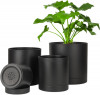 T4U Oale de plante din plastic interior, 4/5/6/7 inch oale de plante negre cu fa