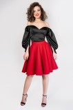 Cumpara ieftin Fusta Clos Din Stofa Rosie Zizi By Malika Fashion - Rosu
