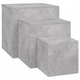 Măsuțe laterale, 3 buc., gri beton, PAL
